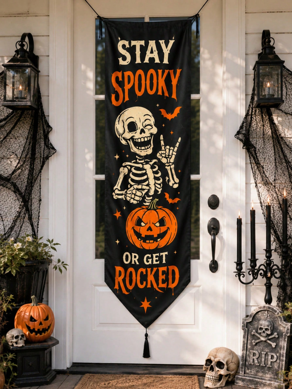 stay spooky skeleton porch banner - main photo