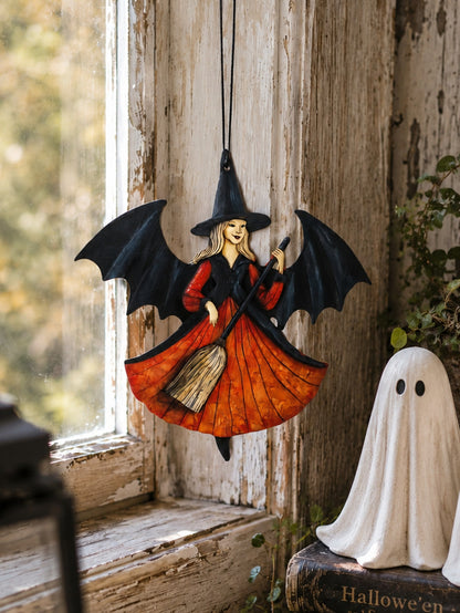 witch on broom hanging decor - main photo