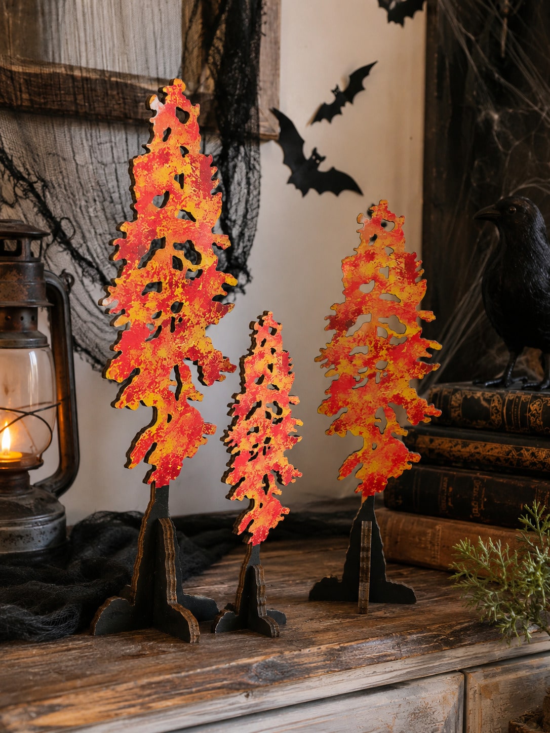tree tabletop silhouettes - Red Autumn styled photo