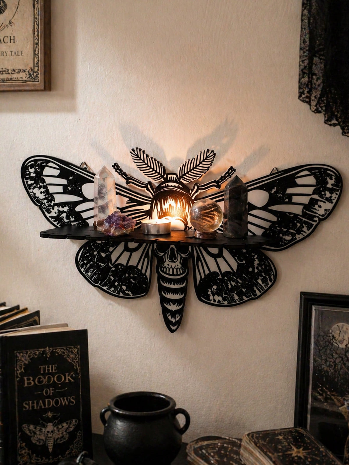 death's head moth wall shelf - Gray & White photo 1