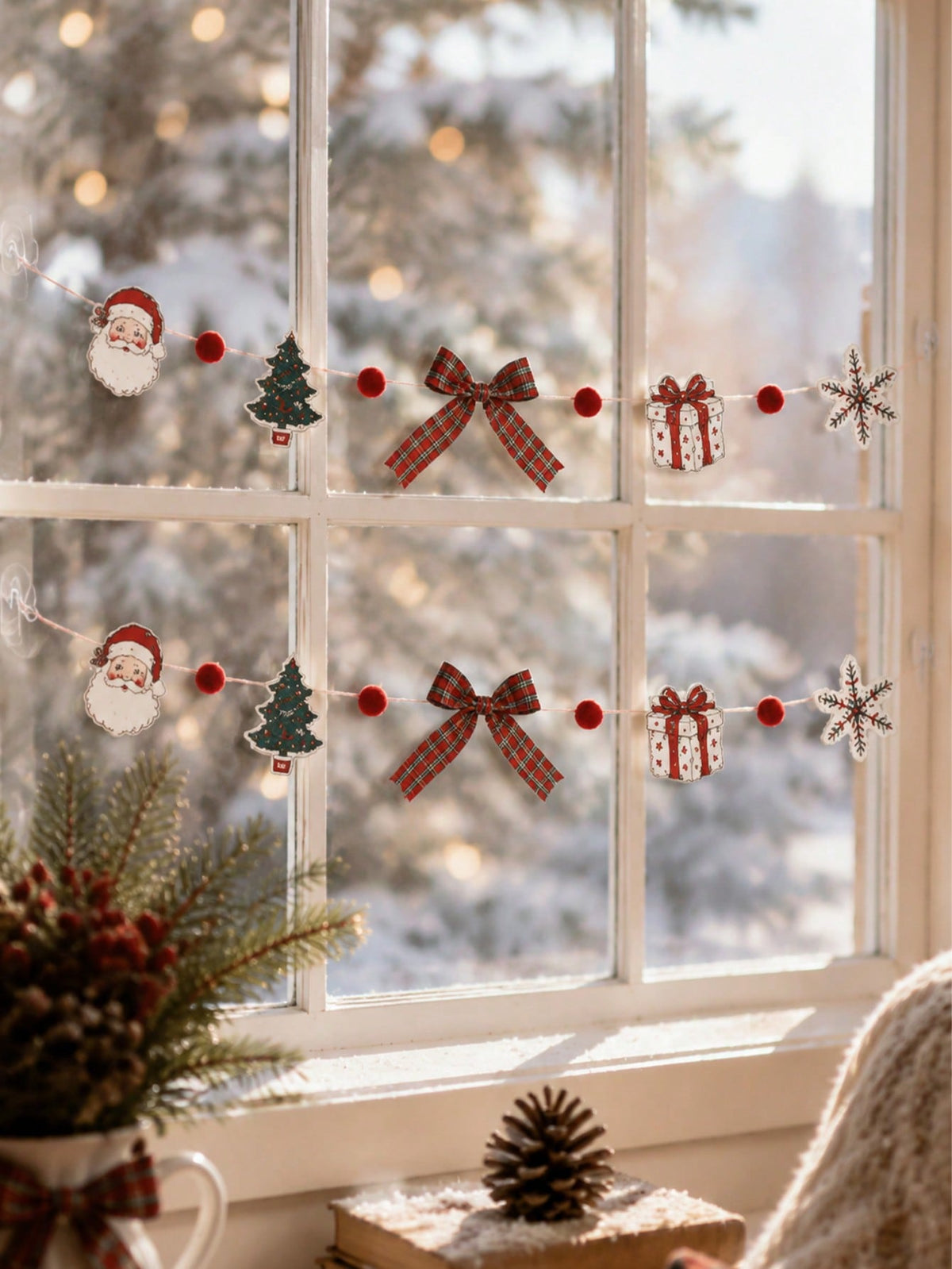 Santa Christmas tree garland bows - main photo