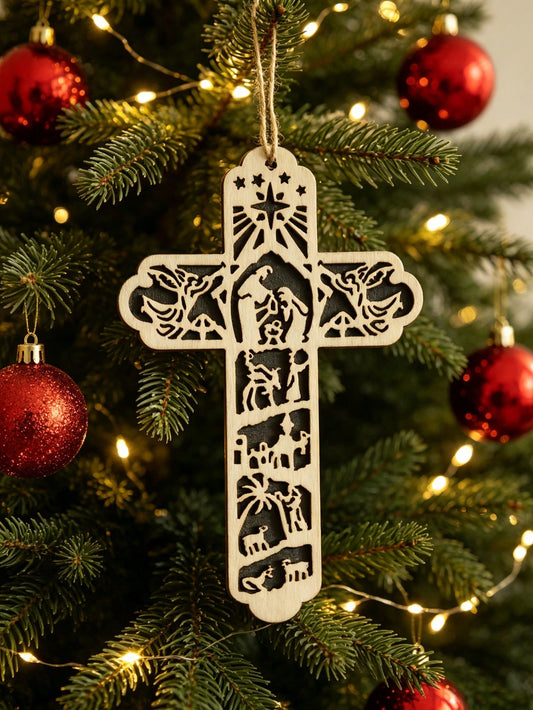 nativity cross Christmas ornament - main photo