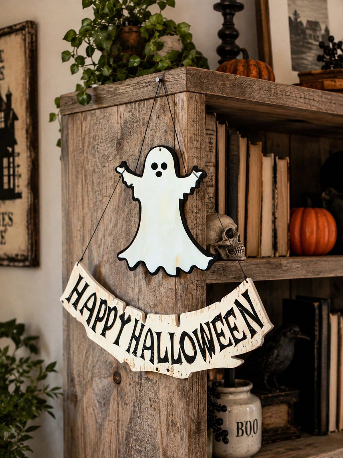 ghost Happy Halloween door sign - main photo
