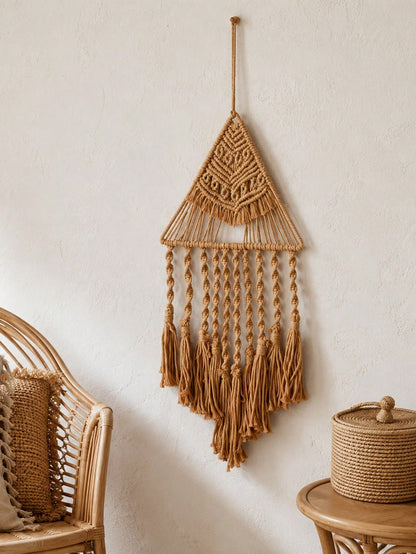 triangle macrame wall hanging - Khaki styled photo