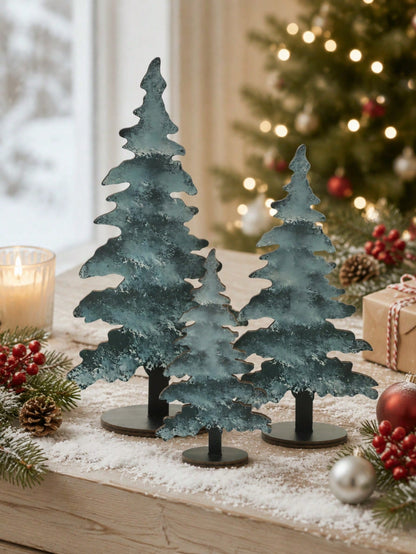 frosted blue pine tree tabletop - main photo