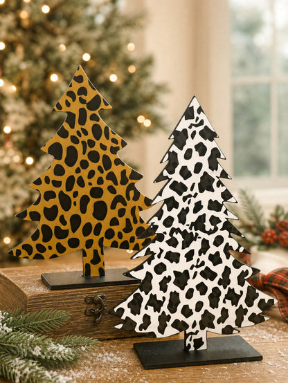 leopard print Christmas tree decor - styled photo