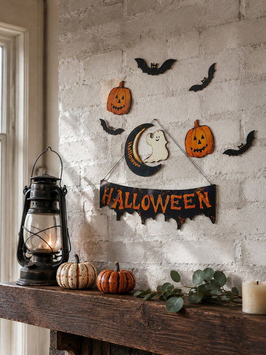 Happy Halloween banner pumpkin bat set - main photo