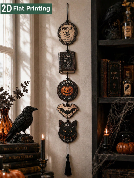 witchy pumpkin spell book hanging decor - main photo