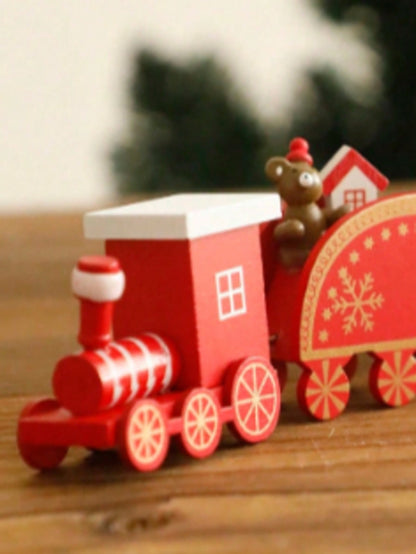 red Christmas train bear snowman - main photo