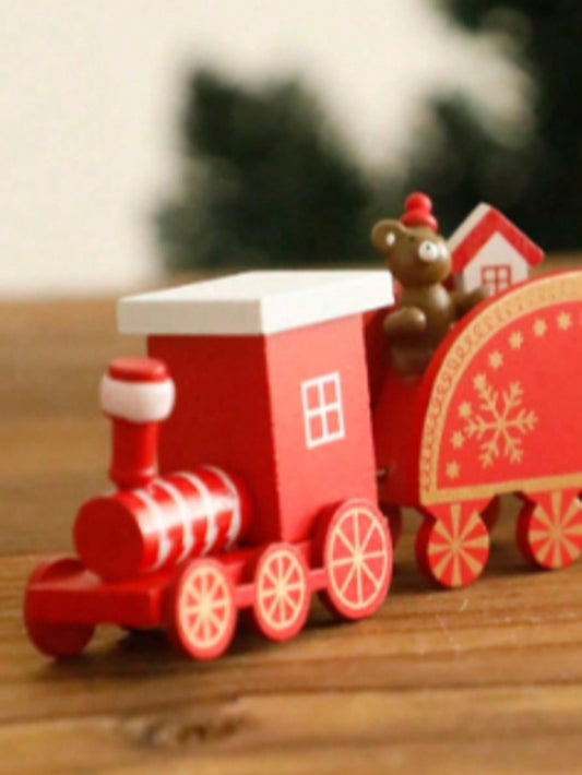 red Christmas train bear snowman - main photo