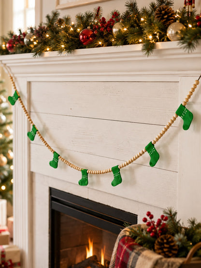 felt stocking bead garland - Green styled photo