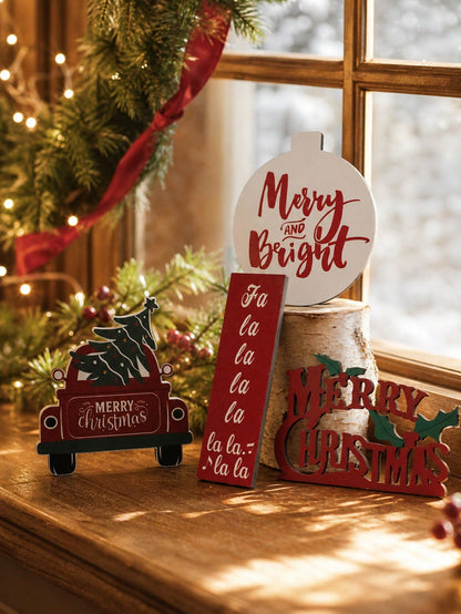 red truck Christmas tabletop sign - main photo