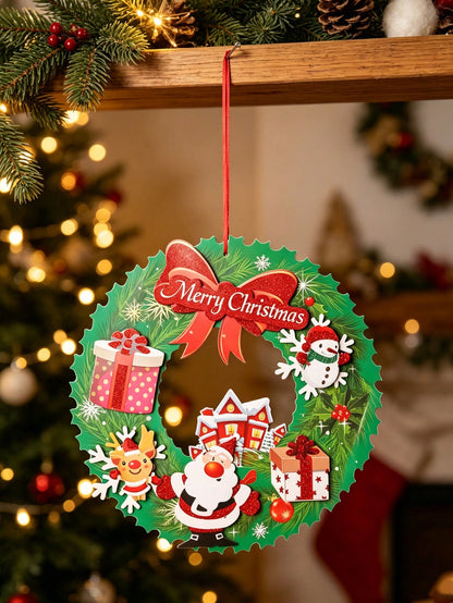 Merry Christmas wreath hanging sign - main photo