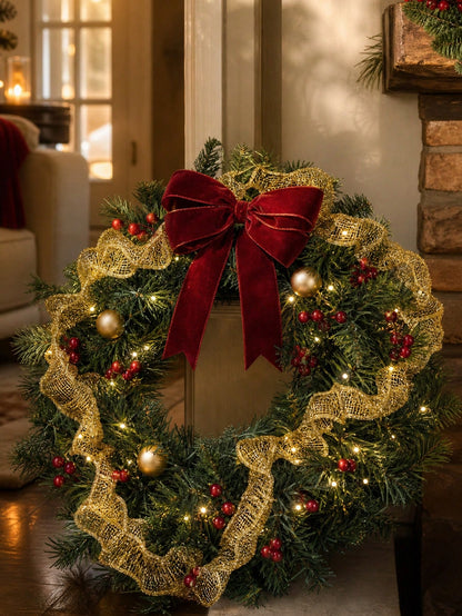 ruffled mesh ribbon garland - Gold styled photo