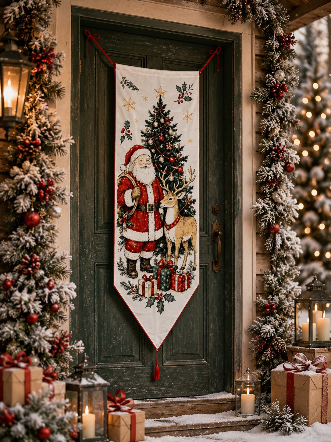 vintage Santa Christmas door banner - main photo