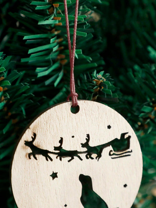 dog Santa sleigh ornament - main photo