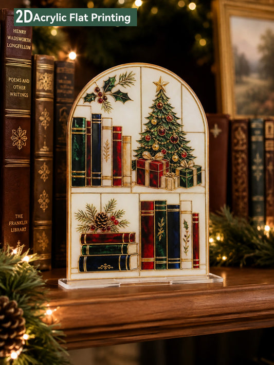 Christmas bookshelf scene plaque - main photo