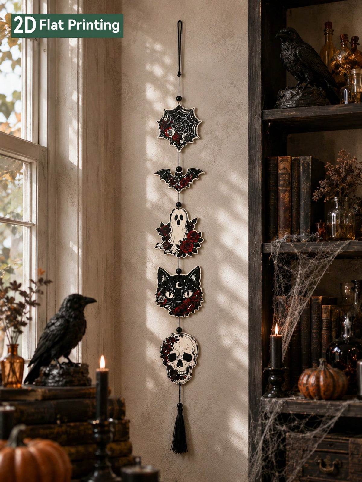 black cat skull gothic hanging decor - main photo
