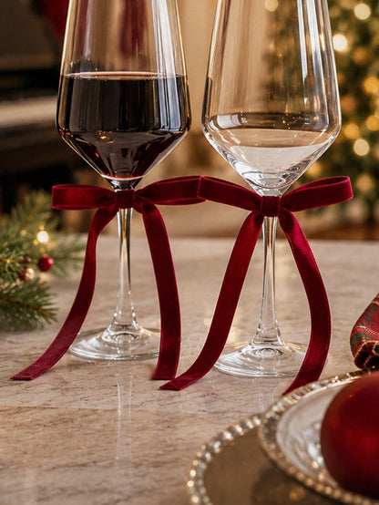 velvet wine glass bows - Burgundy styled photo