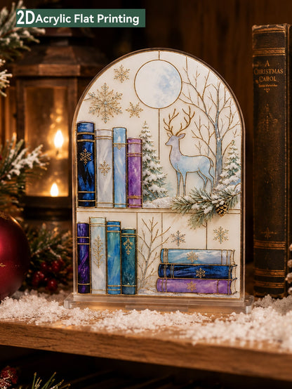winter deer bookshelf plaque - main photo