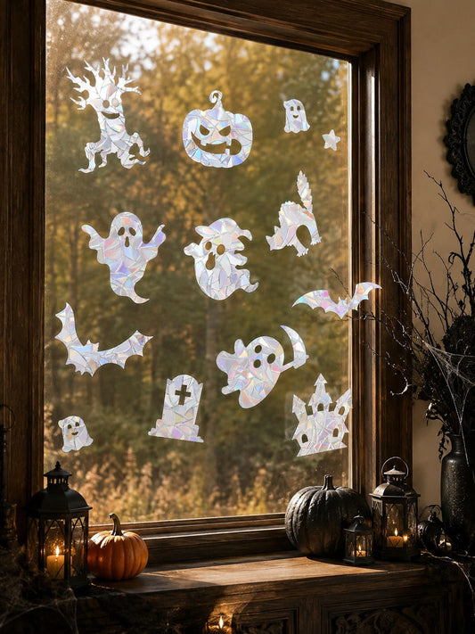 holographic Halloween window stickers - main photo