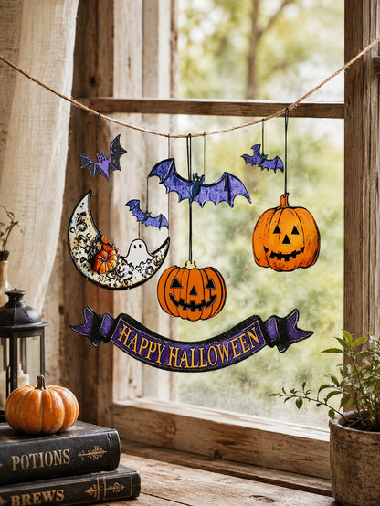 purple bat moon Halloween hanging - main photo