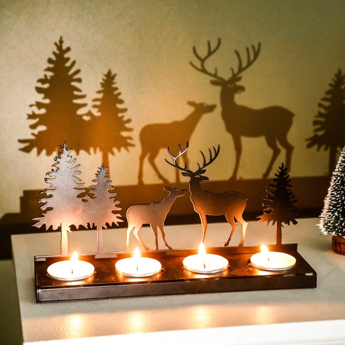 deer silhouette tea light holder - styled photo
