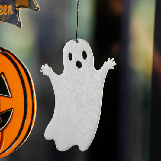 pumpkin ghost Halloween hanging sign - styled photo