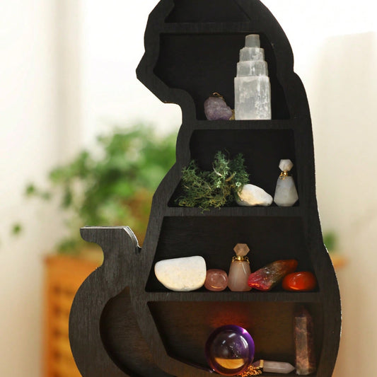 black cat tiered display shelf - styled photo