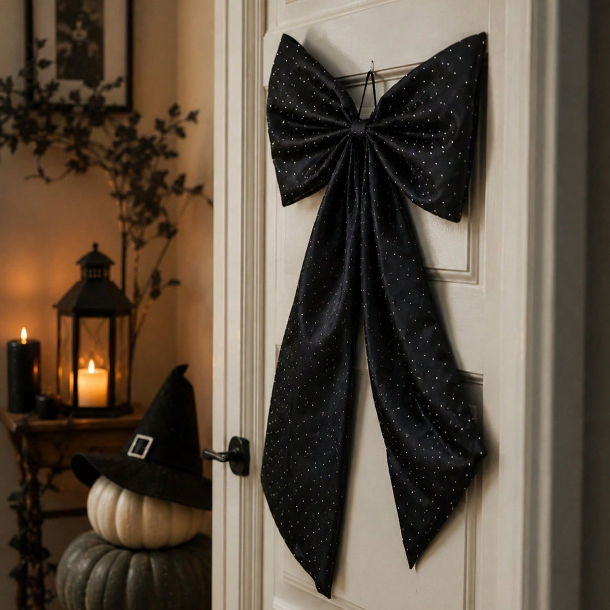 large black glitter bow - styled photo