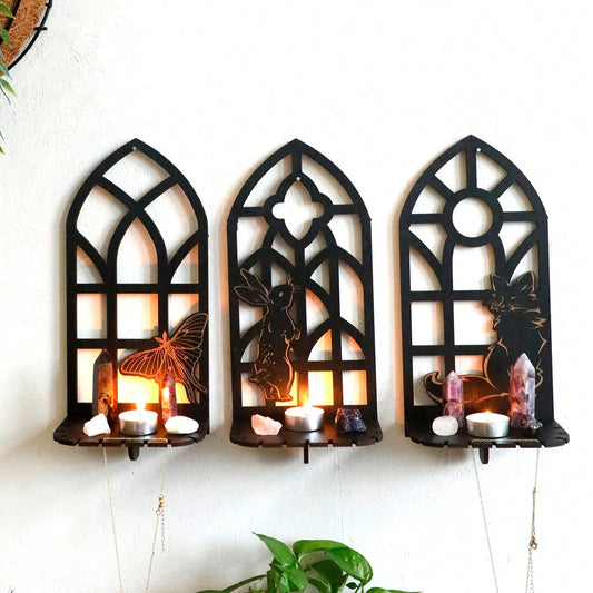 gothic window crystal wall shelf - styled photo