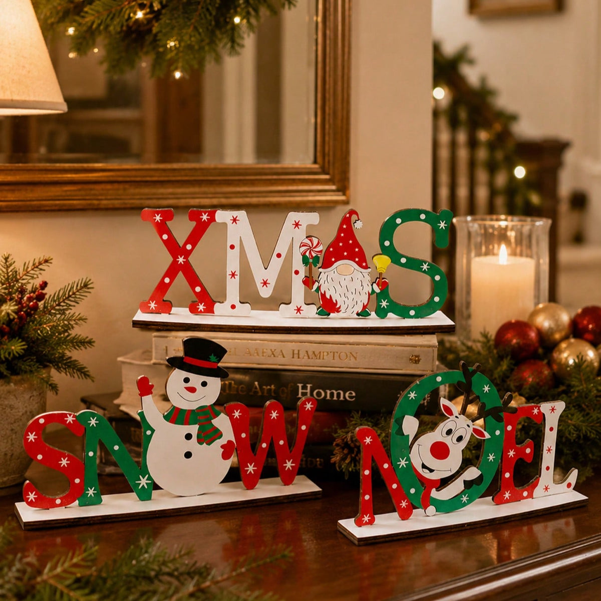 Christmas letter tabletop sign - styled photo