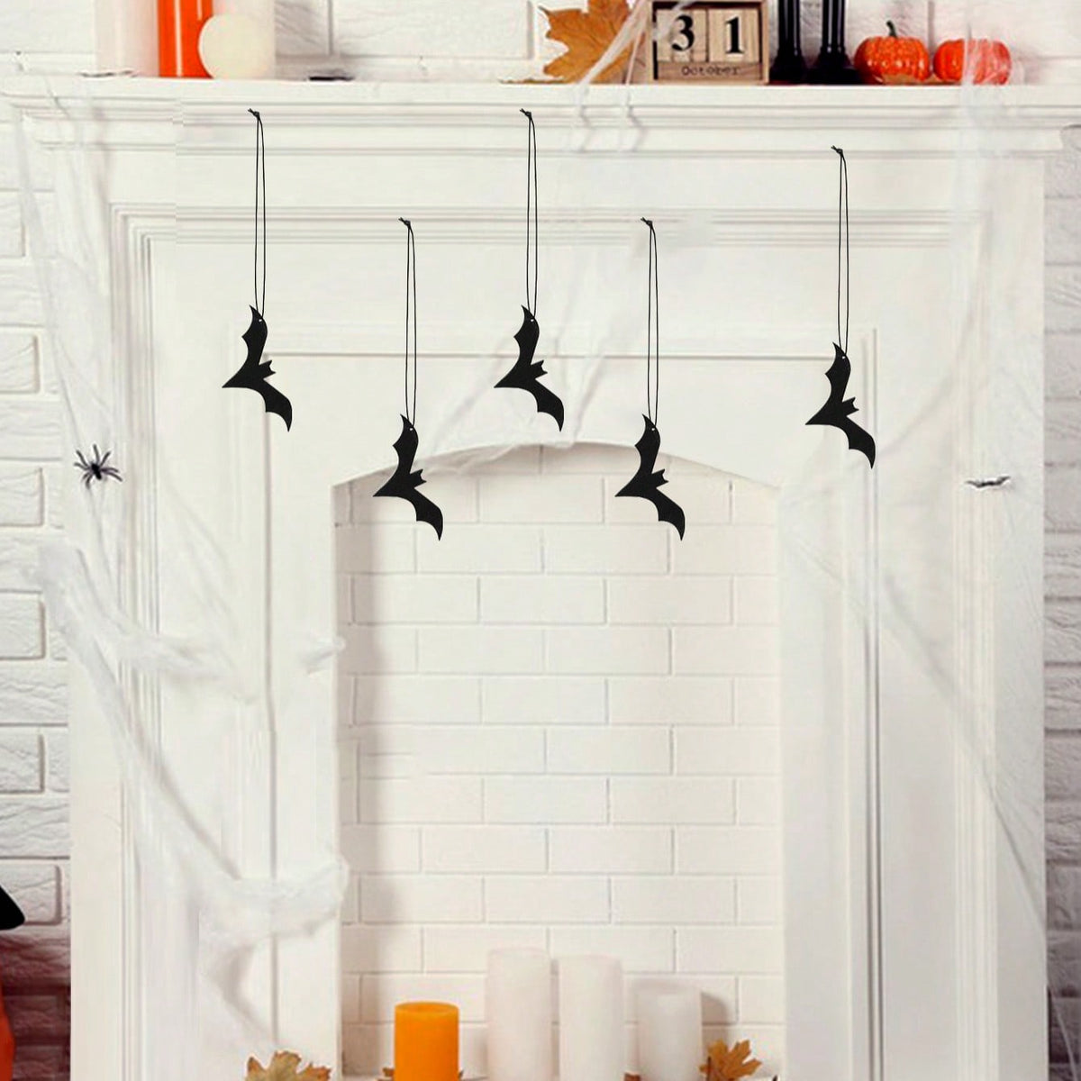 black bat hanging decorations - styled photo