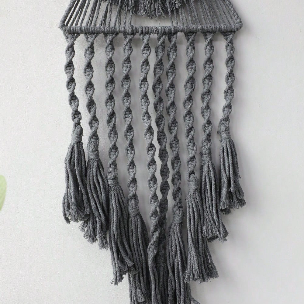 triangle macrame wall hanging - Gray photo 2