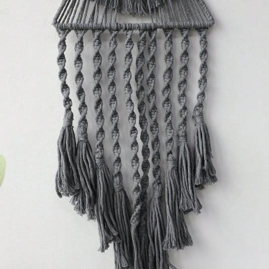 triangle macrame wall hanging - Gray photo 2