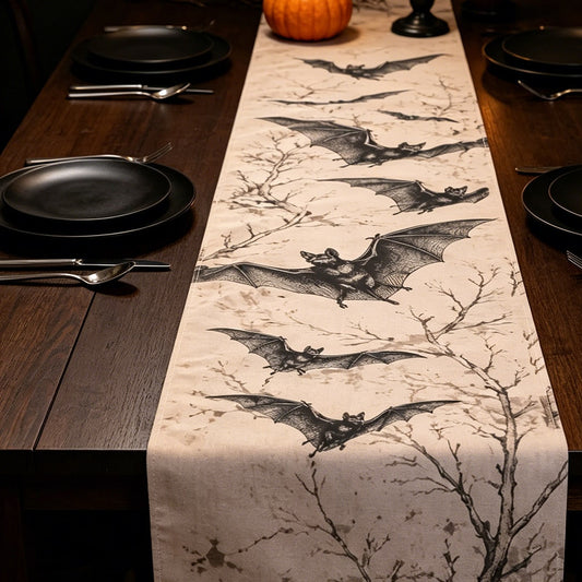 Halloween bat table runner - styled photo