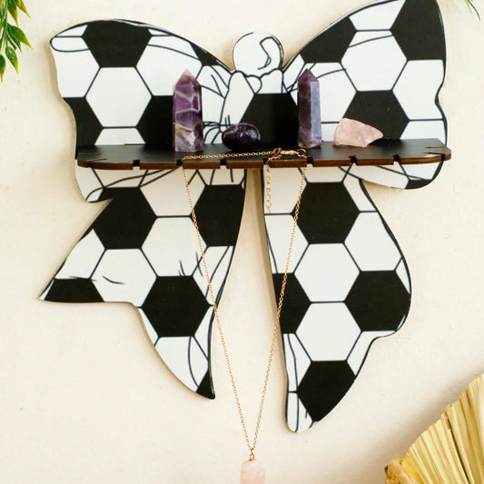 soccer ball bow wall shelf - styled photo