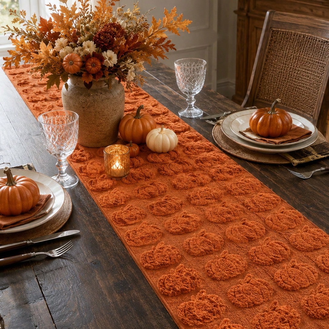 embossed pumpkin table runner - styled photo
