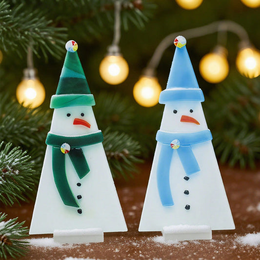 acrylic snowman tabletop decor - styled photo