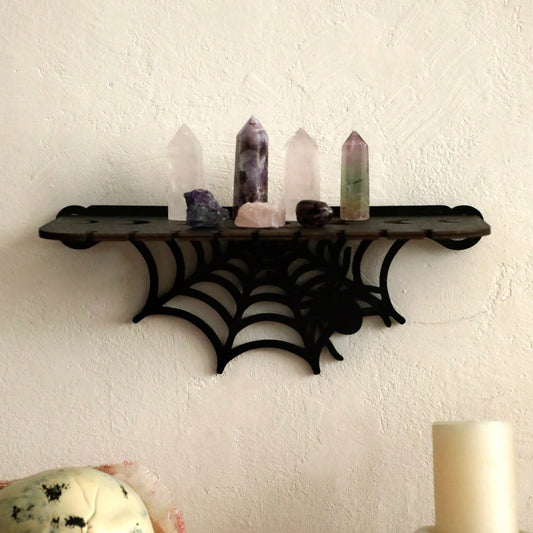 spiderweb gothic wall shelf - styled photo