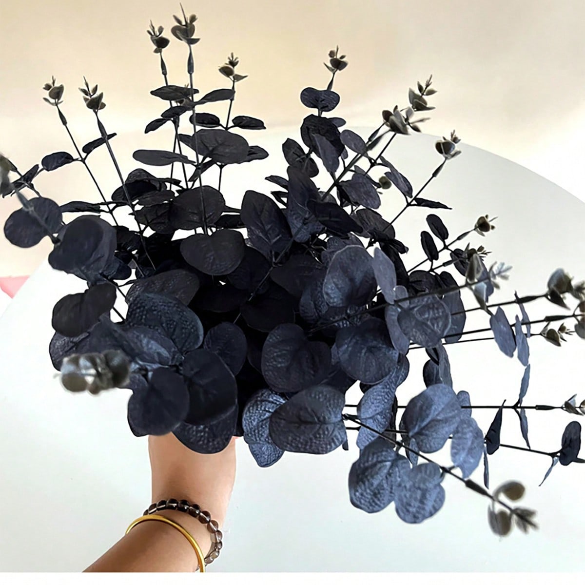 black eucalyptus artificial stems - styled photo