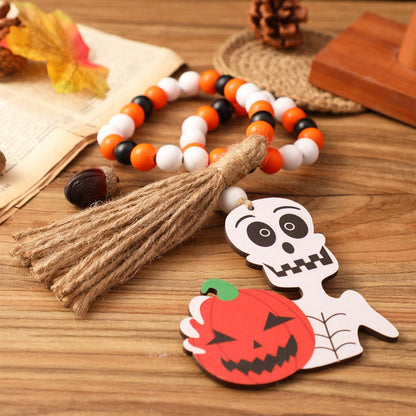 skeleton pumpkin beaded garland - styled photo