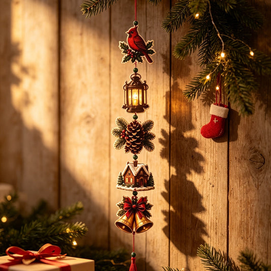 cardinal lantern Christmas hanging decor - styled photo
