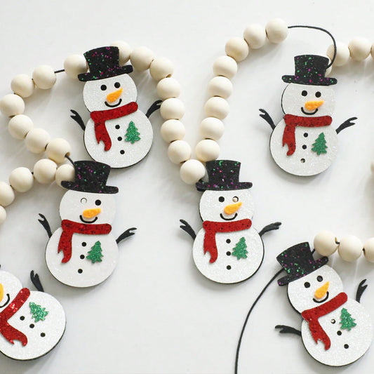 felt snowman garland - styled photo
