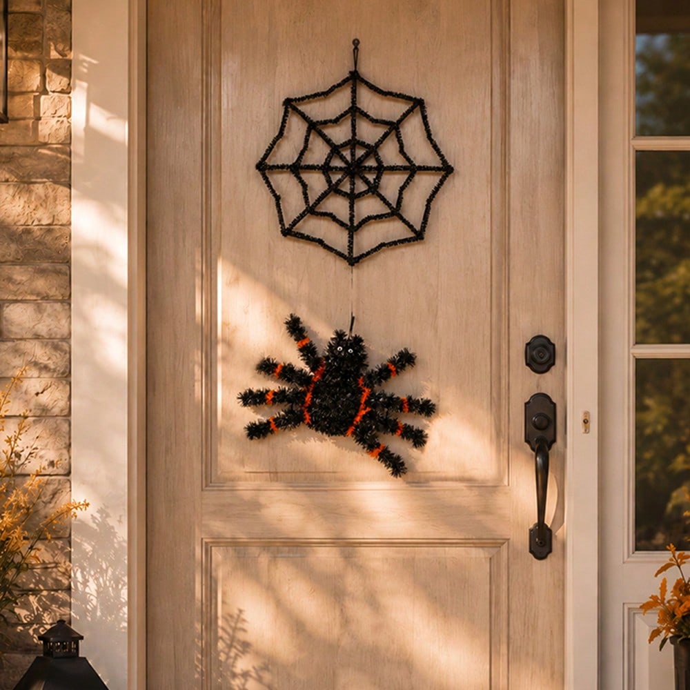 tinsel spider hanging decoration - styled photo