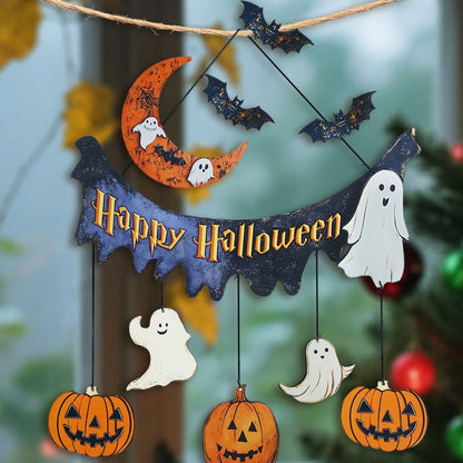 Halloween moon ghost door hanging set - styled photo