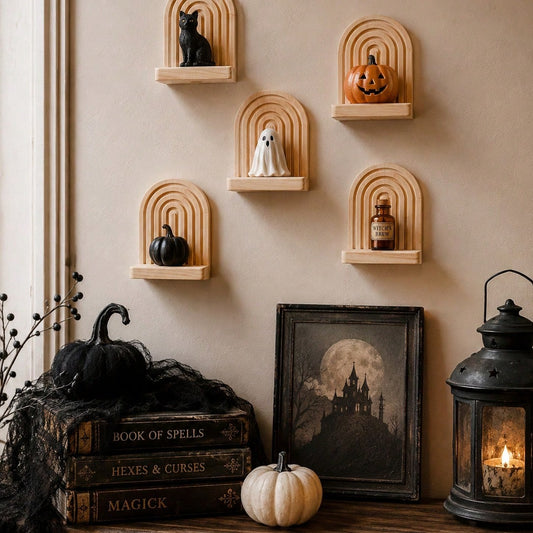 arch floating wall shelf - styled photo