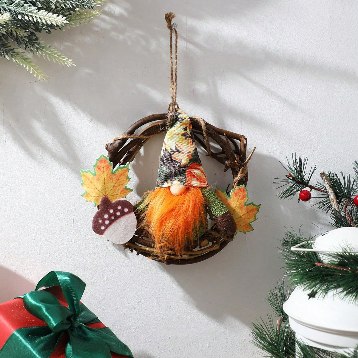 fall gnome mini wreath - styled photo