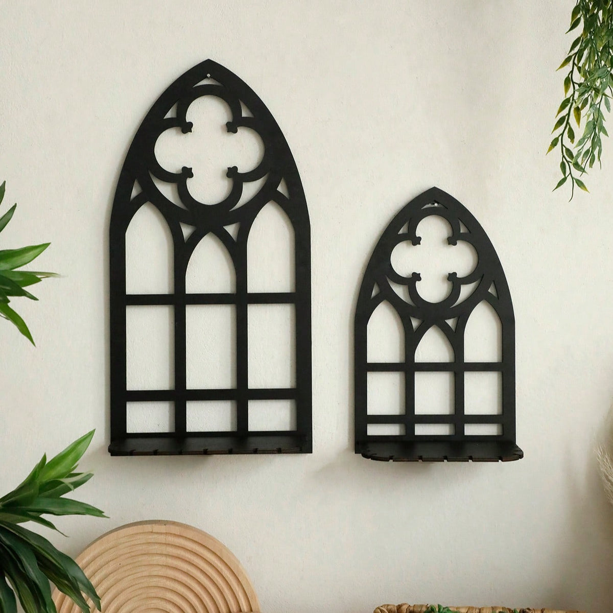 gothic cathedral window shelf - styled photo