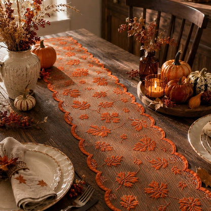 maple leaf lace table runner - styled photo